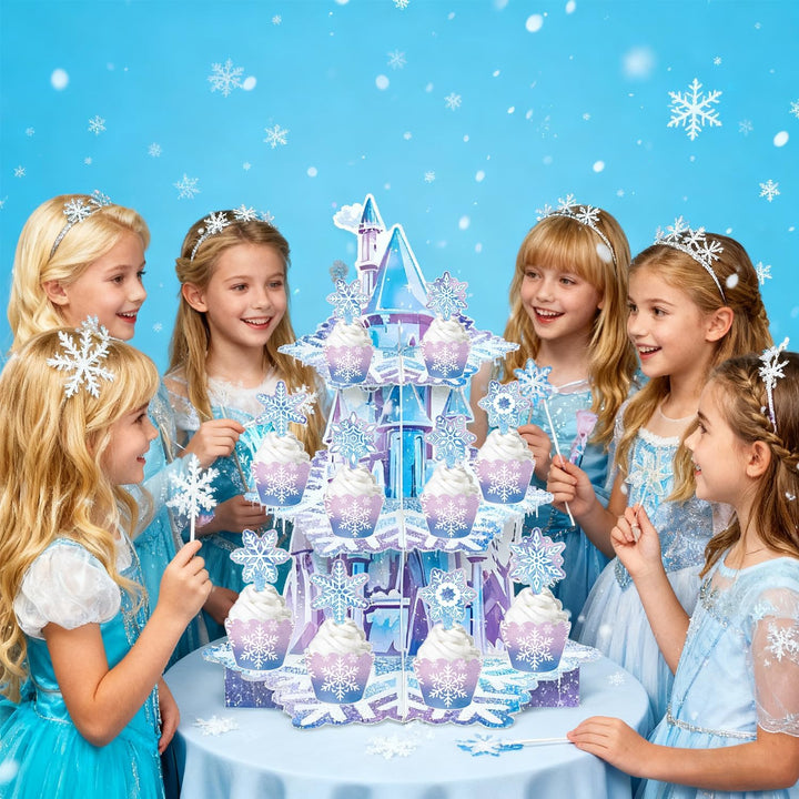3 Schichten lila Schneeflocken Kuchen Regal, Schloss Thema Party, Dessert Regal, Schloss Geburtstags