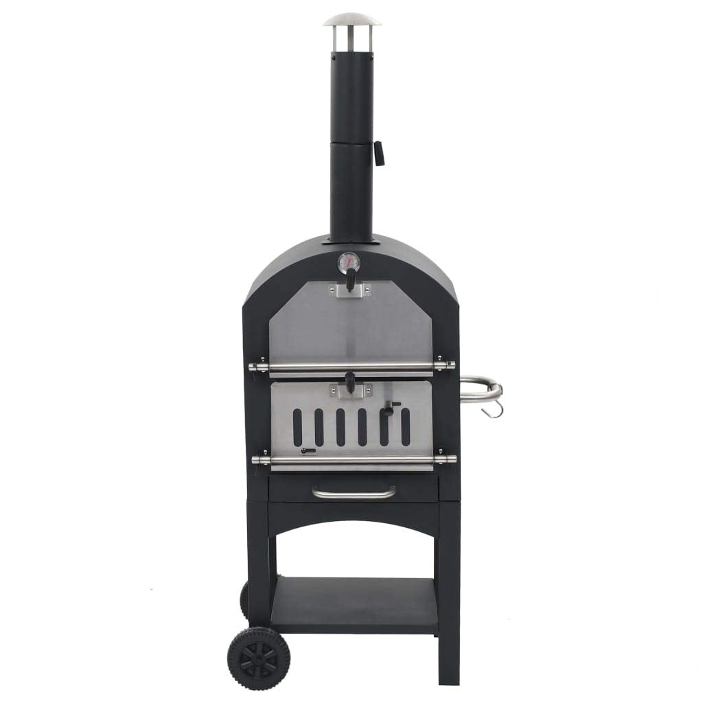 Gecheer Pizzaofen Holzkohle mit Schamottstein Ofen Grill Pizzabackofen Räucherofen Brotbackofen