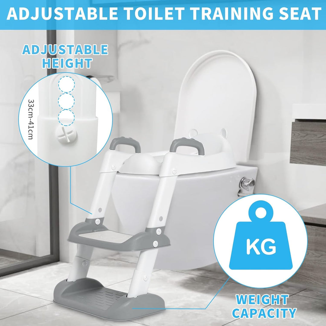 Toilettensitz Toilettentrainer mit Treppe und Griffe Faltbar Kinder WC Sitz Toilette Toilettentraine