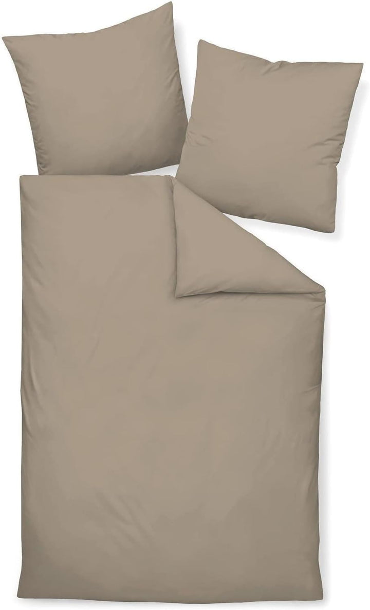 Janine Mako Satin Bettwäsche Uni Colors 200 x 220 cm Cappuccino 200 cm x 220 cm Cappuccino, 200 cm x