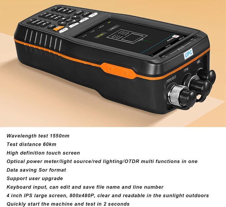 OTDR-Glasfasertester, Optisches 4-in-1-Time-Domain-Reflektometer Visueller Fehlerorter OTDR FTTH-Gla