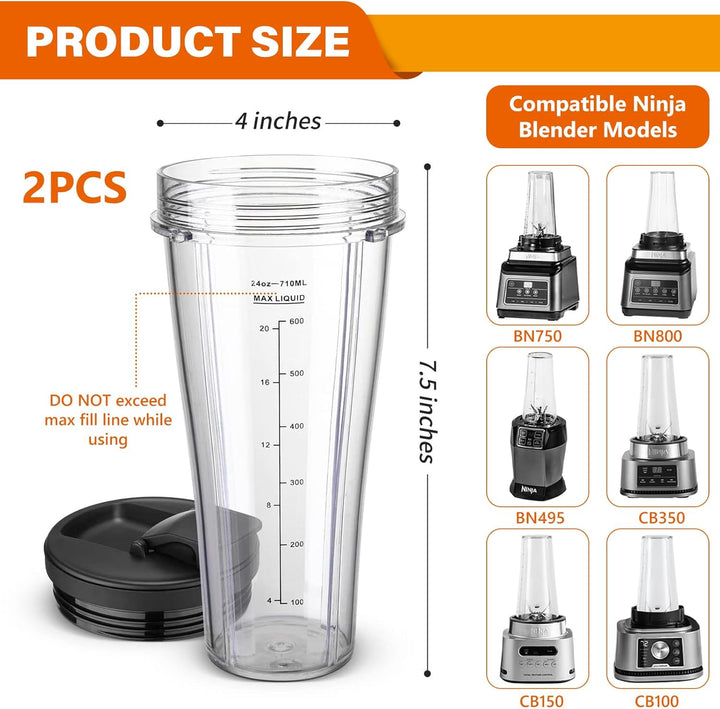 Mixer Ersatzteile Für Ninja,2 Stück 710 Ml Becher Ersatzteile Kompatibel Mit Nutri,Upgrade Blender B