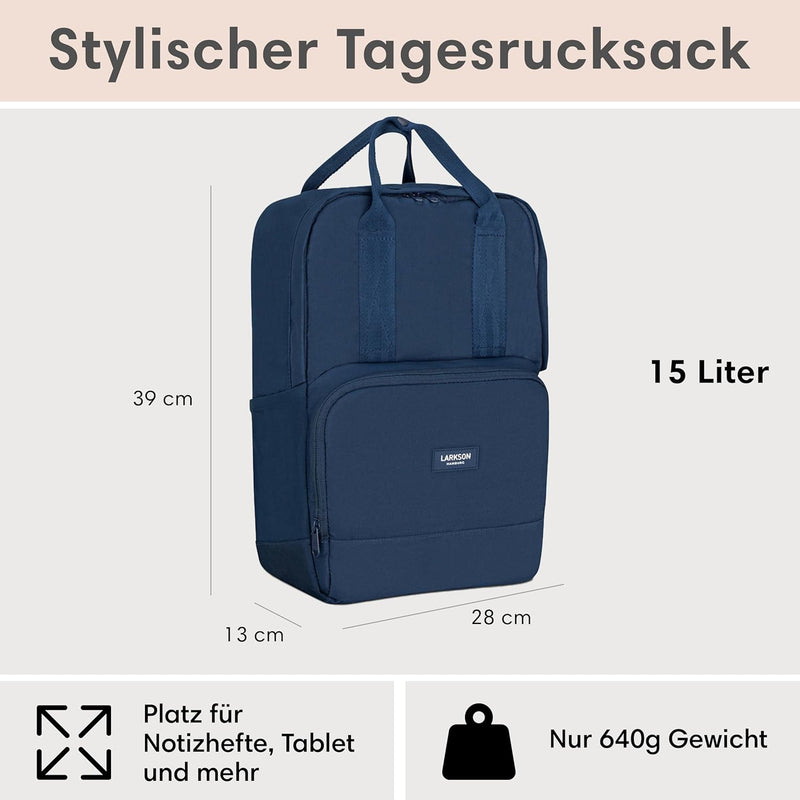 LARKSON Rucksack Damen & Herren - No 6 - Daypack mit 16 Zoll Laptopfach - Rucksäcke für City Schule