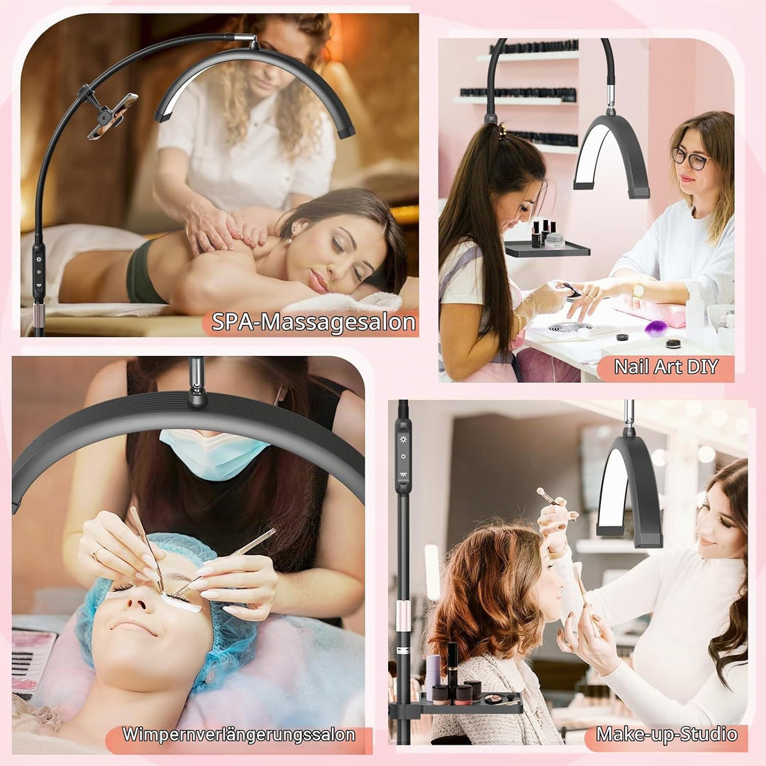 LED Halbmond Wimpern Lampe: Faltbar Wimpernverlängerung Lampe mit 5 Dimmbaren Farben &amp; Drehbar 360°
