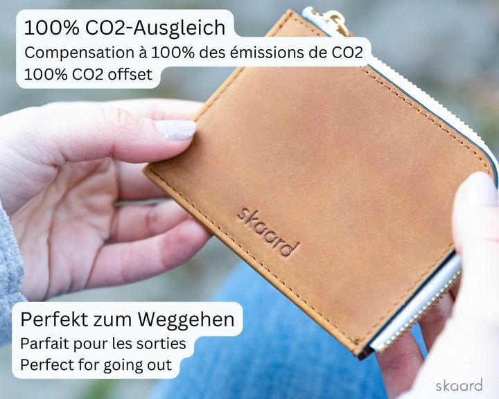 skaard Kleine Damen Geldbörse aus Leder, Braun/Hellblau mit RFID-Schutz Braun / Eisblau, Braun / Eis
