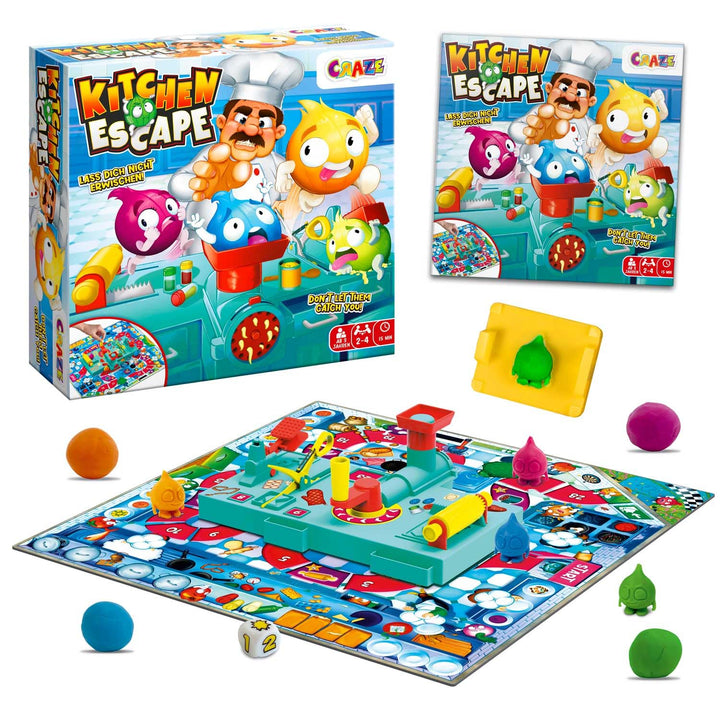 CRAZE Board Game Kitchen Escape – Zwiebel-Zerstörungsspiel mit Kinderknete für die ganze Familie, Br