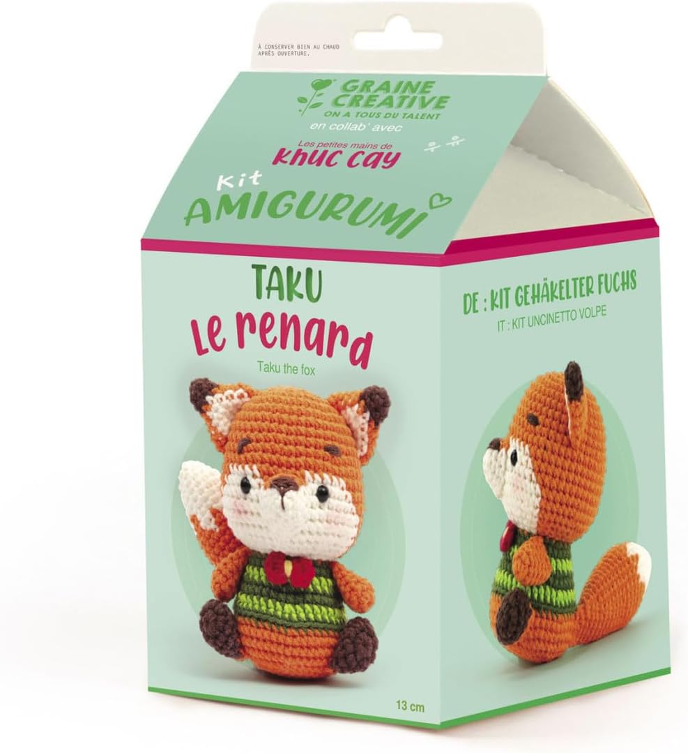 GRAINE CREATIVE Kit Crochet Amigurumi - Renard - 13 cm