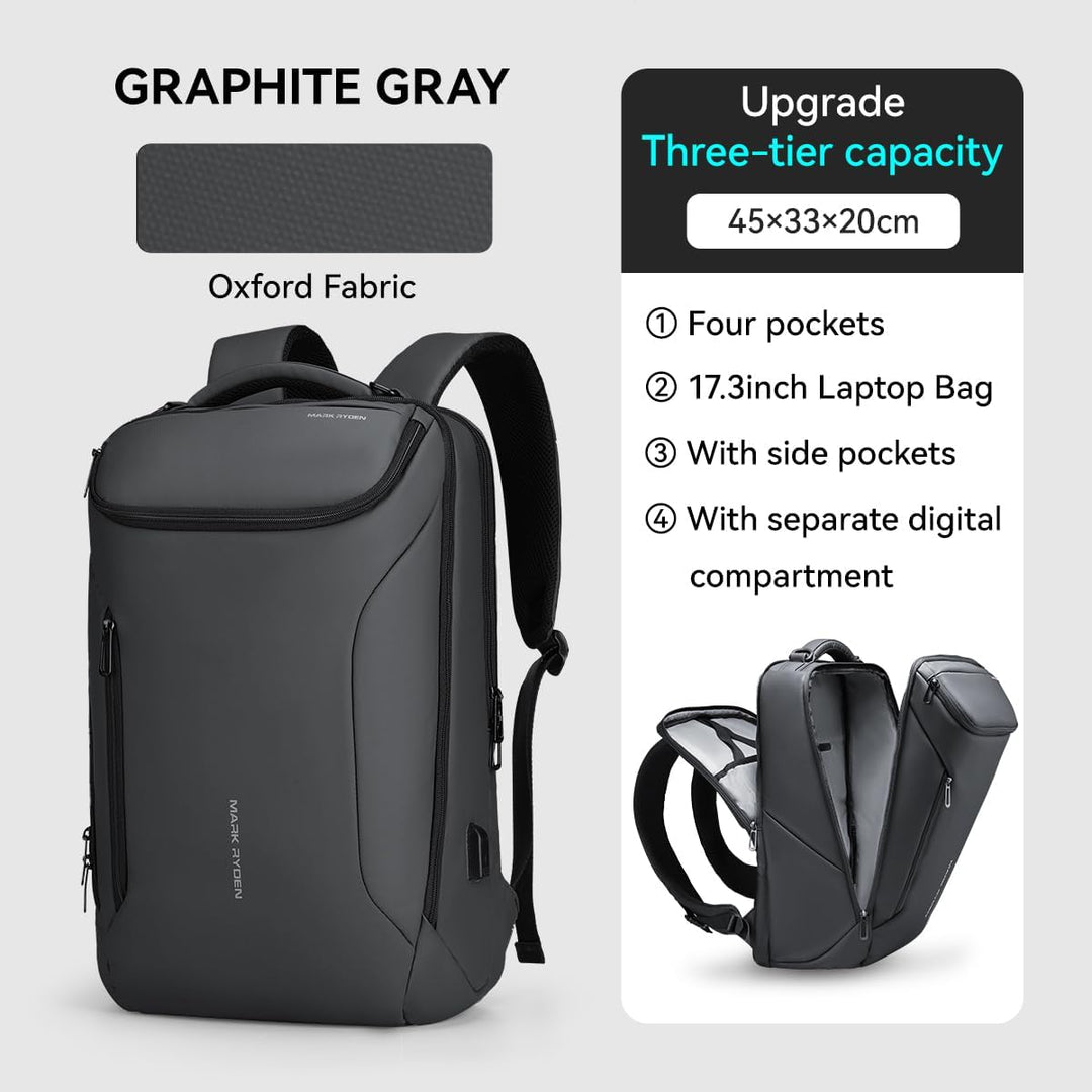 MARK RYDEN Grosse Kapazität Laptop Rucksack mit 17.3 Zoll/15.6 Zoll für Männer Multifunktionsrucksac