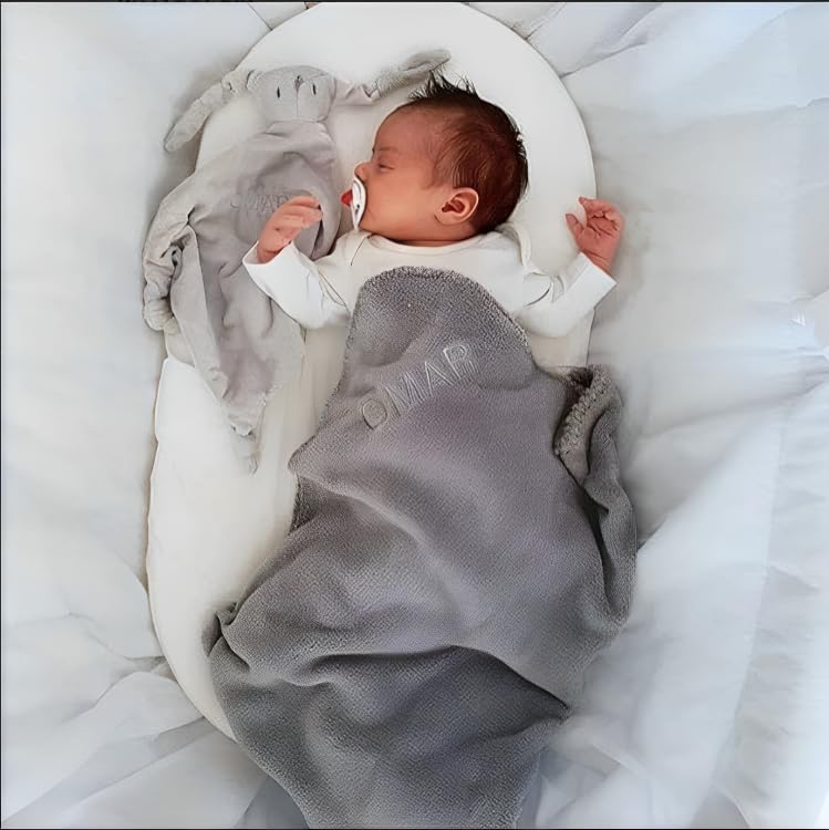 BebeDeParis | Originelle Geschenke für Neugeborene | Baby-Kuscheldecke und Doudou | 3-6 Monate (grau