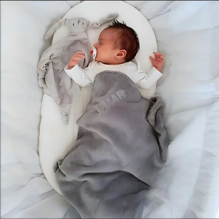 BebeDeParis | Originelle Geschenke für Neugeborene | Baby-Kuscheldecke und Doudou | 3-6 Monate (grau