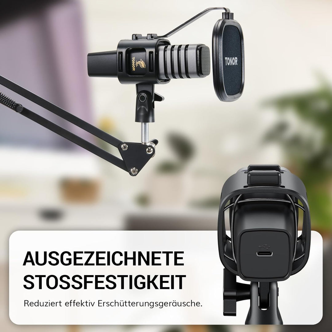 TONOR USB Kondensator Mikrofon, Nierencharakteristik Computer Mikrofon, Popfilter, für Konferenz, St