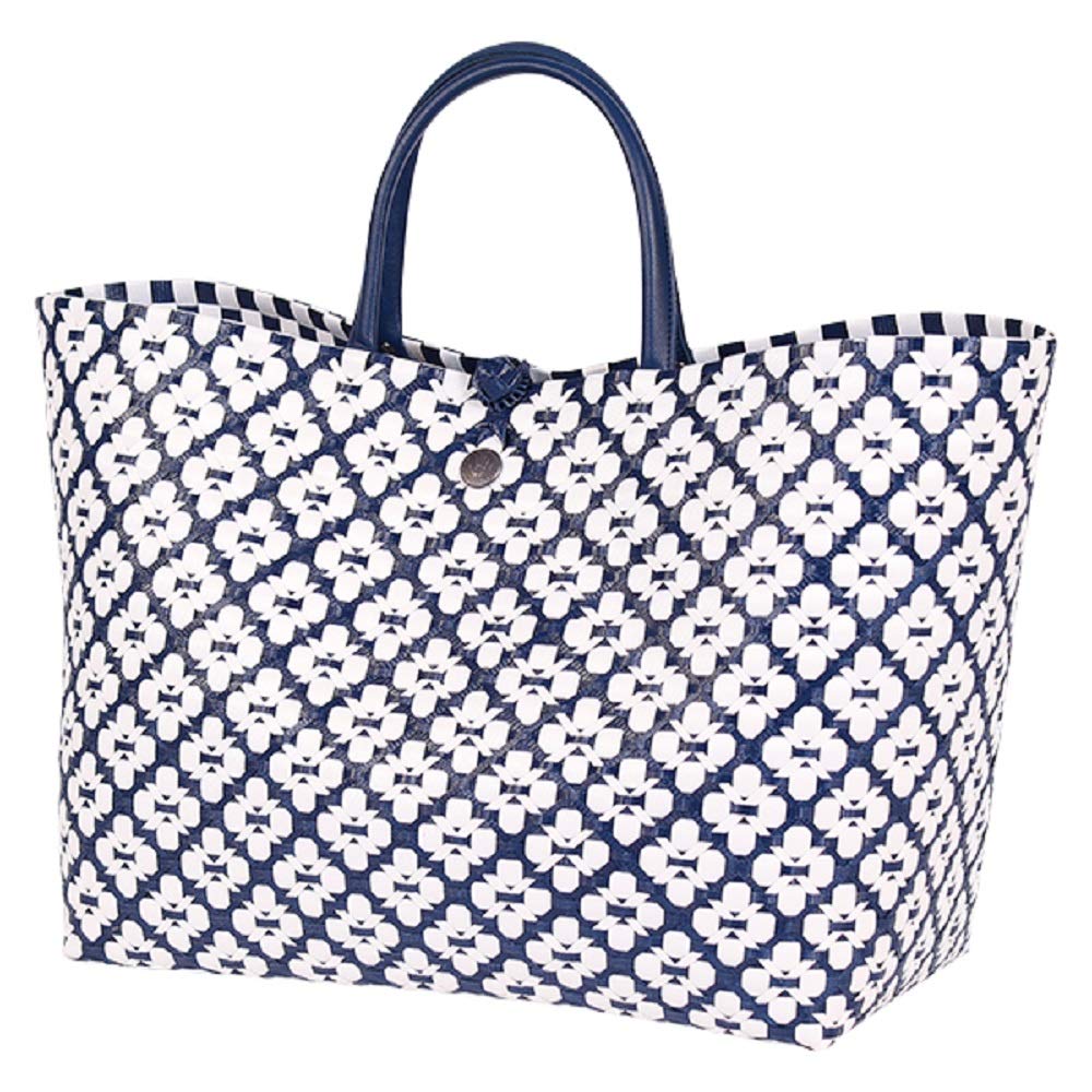 Handed By - Tasche, Markttasche, Einkaufstasche, Shopper - Motif Bag - blau/weiss - Grösse L