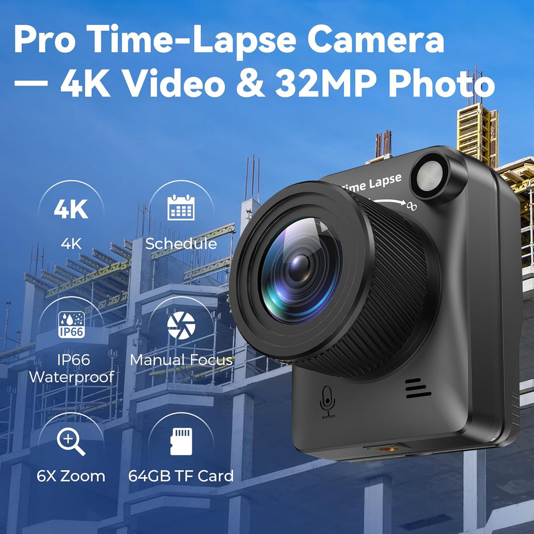 Dsoon Zeitraffer Kamera,4K FHD Time Laspe Camera für Den Aussenbereich,Wasserdicht Nach IP66,Für Die