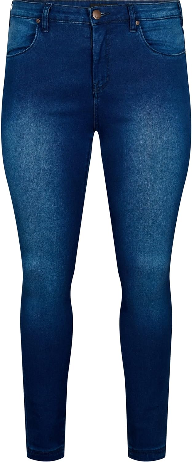 Zizzi Damen Grosse Grössen Amy Jeans Hohe Taille Slim Gr 42W / 30L Blue Denim, 42W / 30L Blue Denim