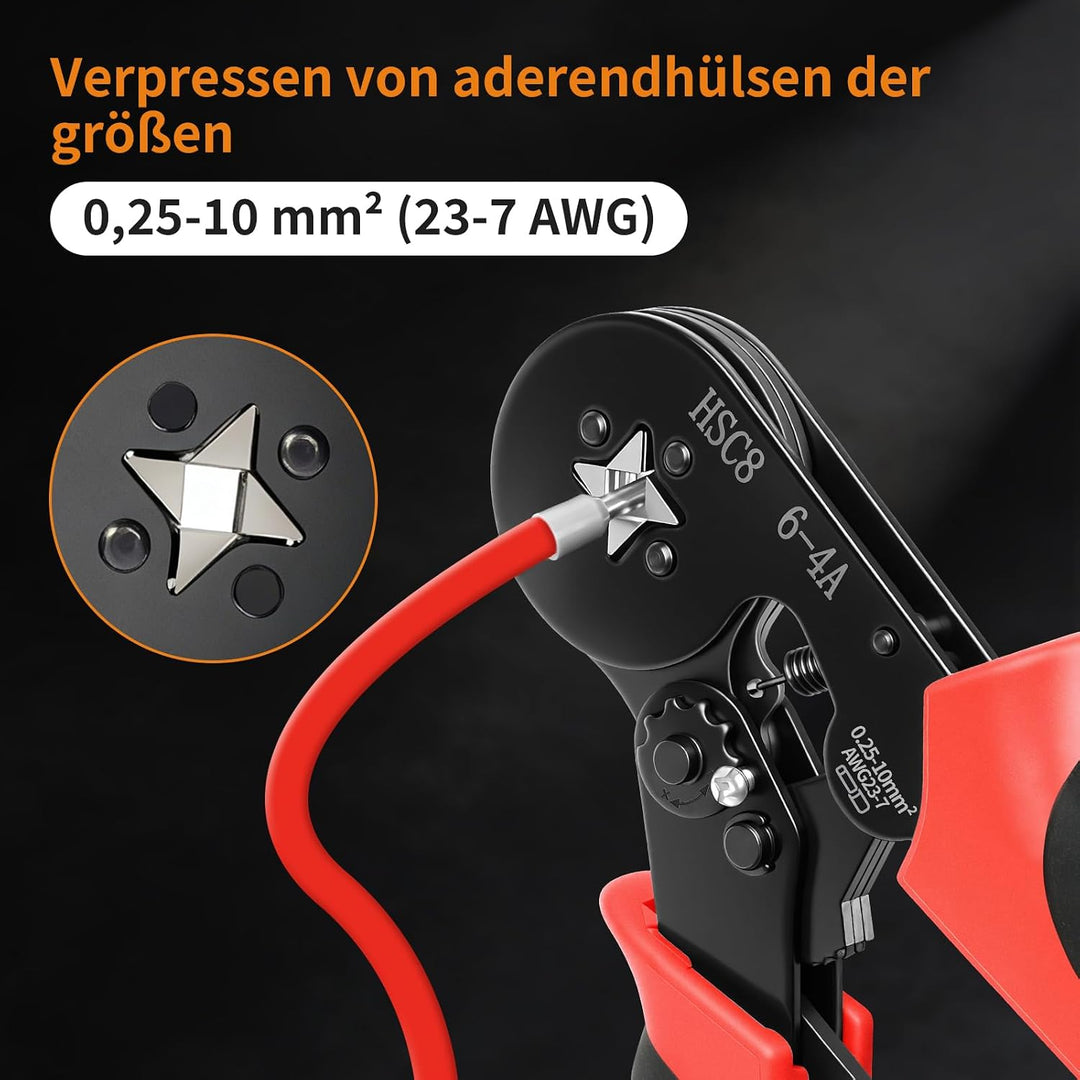 Aderendhülsenzange mit 1230 Stück Aderendhülsen Set für 0,25-10mm² | Crimpzange Selbsteinstellend