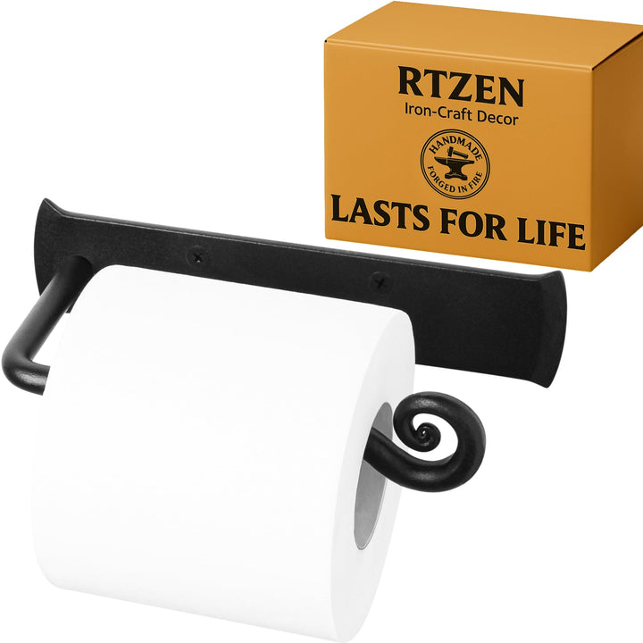 RTZEN Schmiedeeisen Toilettenpapierhalter | Handgefertigt Rolle Aufhänger | by Décor Schwarz, Schwar