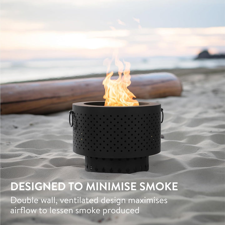 Navaris Feuerschale aus Gusseisen rauchfrei - smokeless Fire Pit Bonfire - rauchfreier Feuerkorb mit