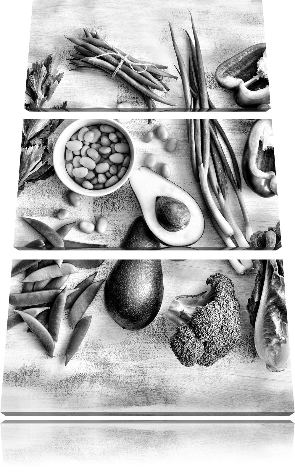 Pixxprint Grüne Gemüse Vielfalt als Leinwandbild/Grösse: 3 Teilig (120x80) cm/Wandbild/Kunstdruck/fe