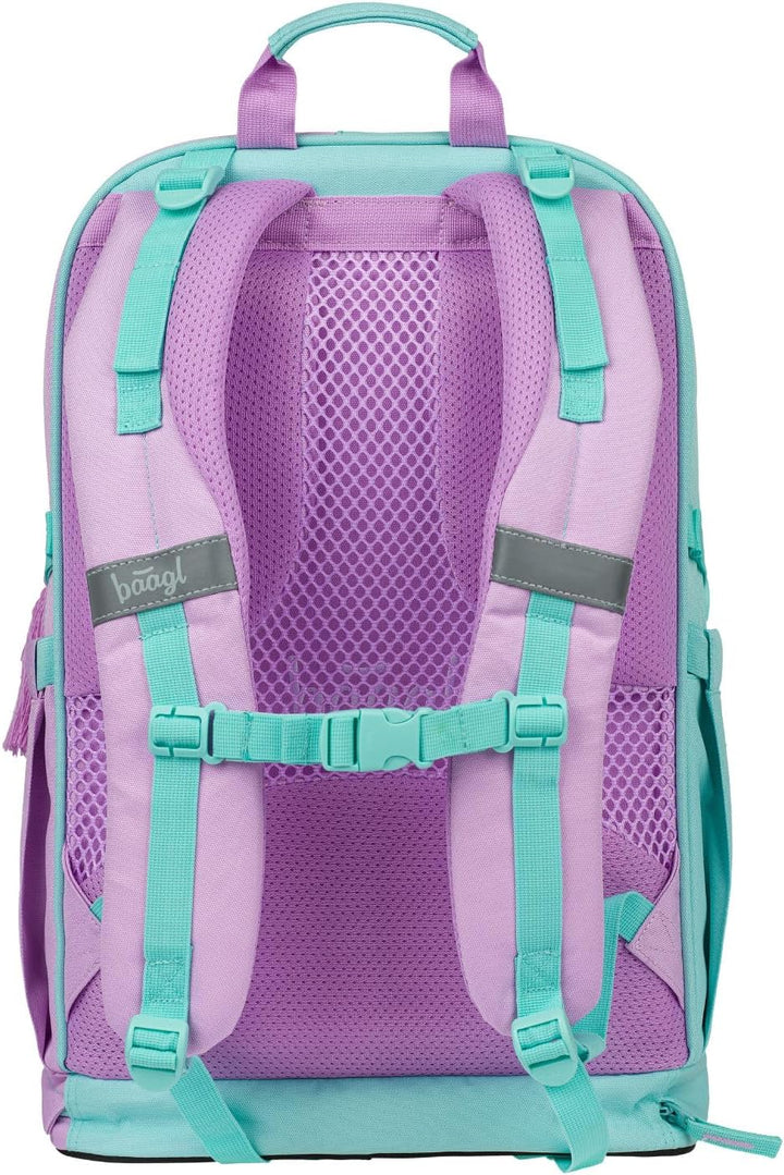 Baagl Schulrucksack Set Mädchen 3 Teilig - Schultasche ab 3. Klasse - Grundschule Ranzen mit Brustgu