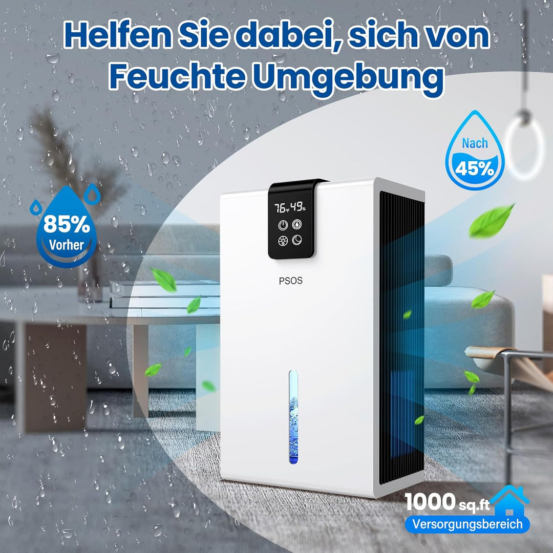 Luftentfeuchter Elektrisch, Ultra Leiser Raumentfeuchter, 2800ml Luftentfeuchter Mit LED Display, Au