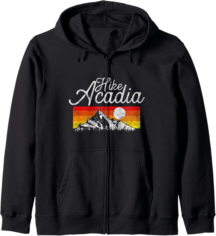Hike Acadia National Park Vintage Hiking Graphic Kapuzenjacke