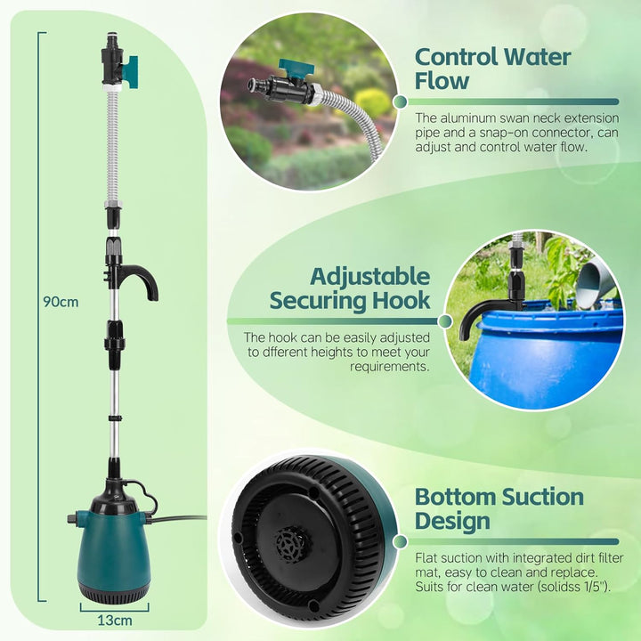 Akku-Tauchdruck/Regenfasspumpe Kompatibel mit Makita 18V Lithium Akku, Fördermenge max. 5000L/h, Sch