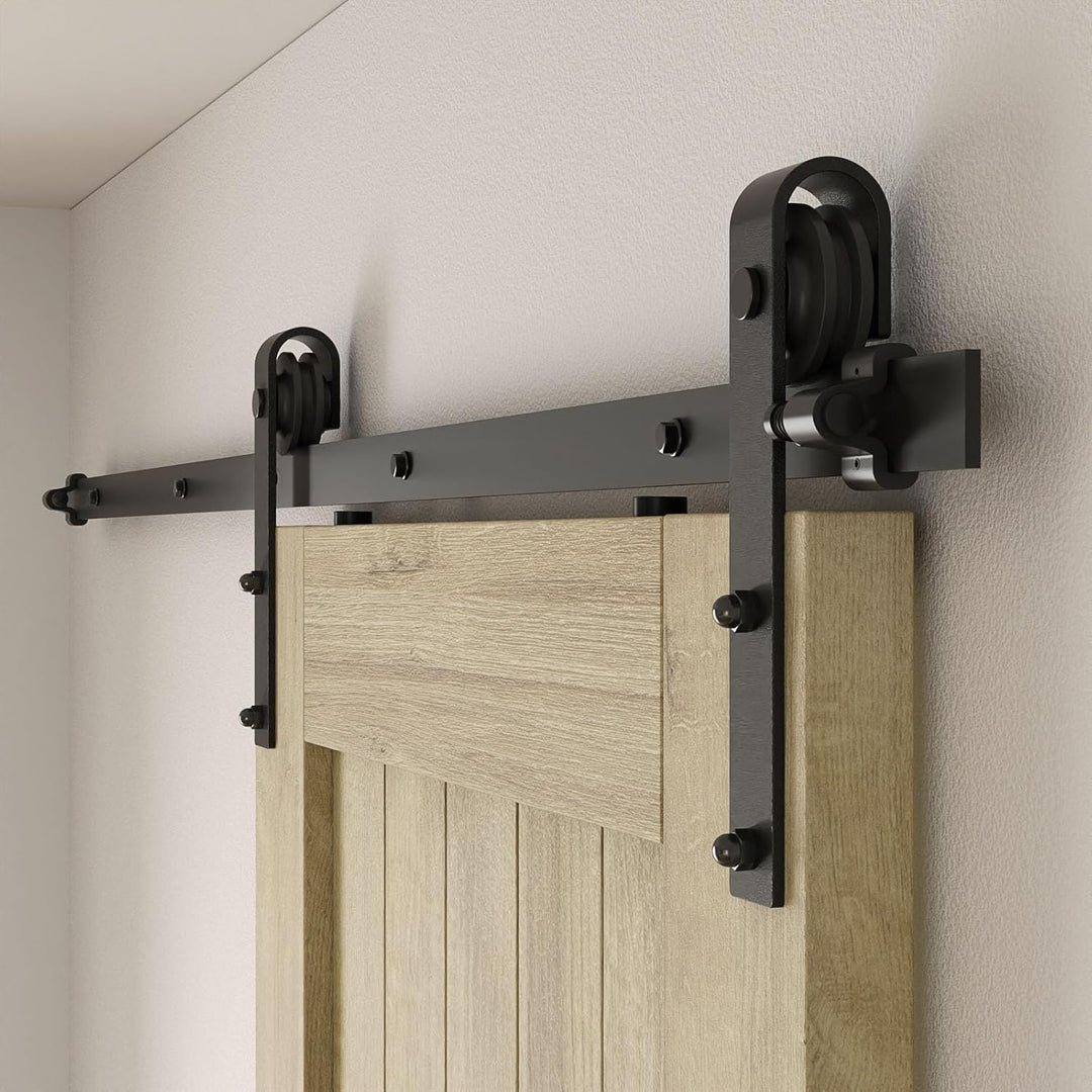 CCJH 304cm (10FT) Schiebetür Set schiene laufschienen mit Bodenführung Holz schiebetürbeschlag, Nach