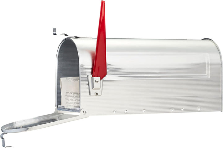 Burg-Wächter U.S. Mailbox mit schwenkbarer Fahne, Aluminium, 892 ALU, Aluminium Mailbox Aluminium Bl
