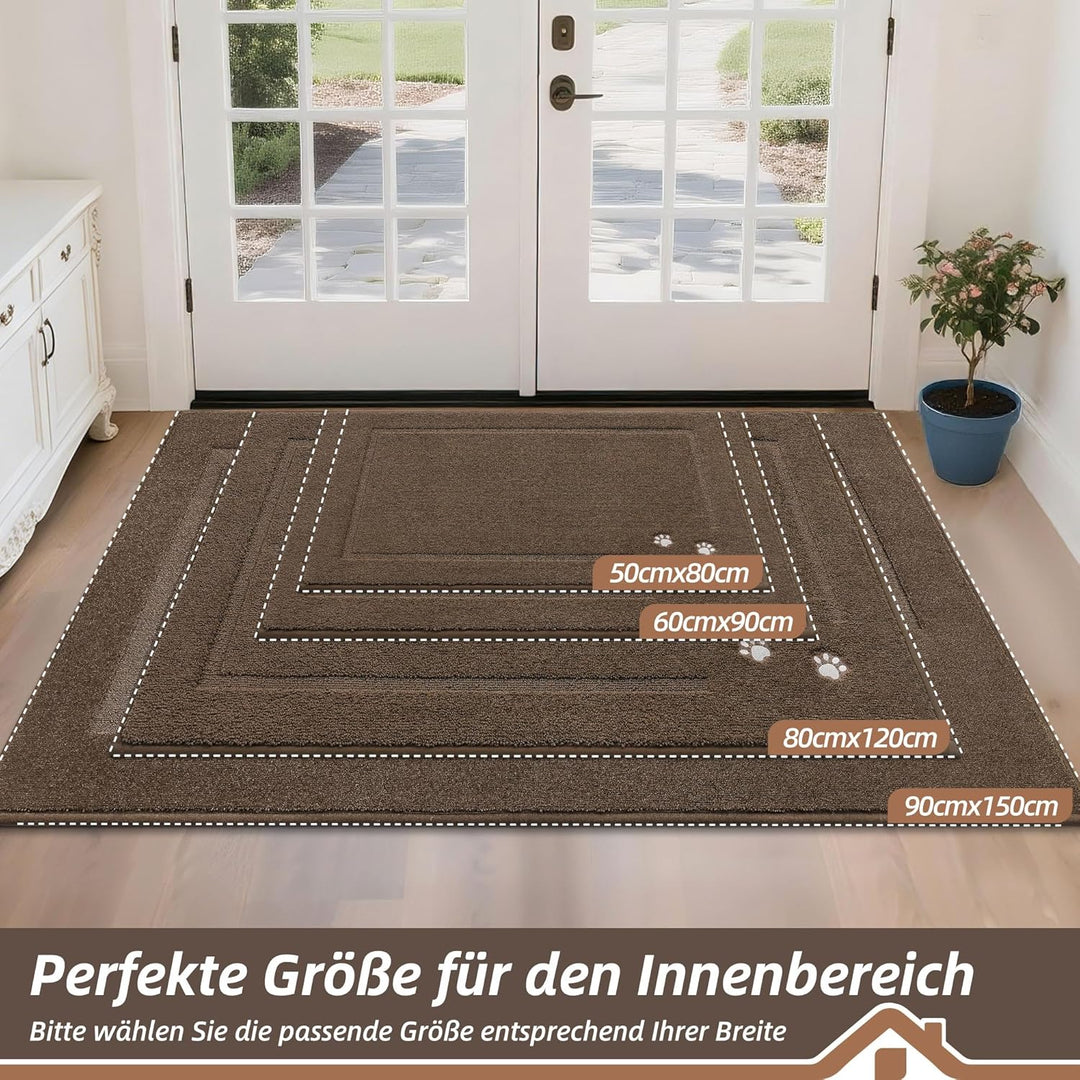 BEQHAUSE Fussmatte Innen, 80 * 120cm Schmutzfangteppich, Schmutzfangmatte Waschbar Eingang Matte Fus