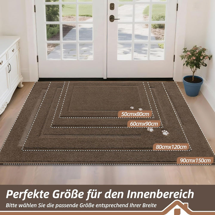 BEQHAUSE Fussmatte Innen, 80 * 120cm Schmutzfangteppich, Schmutzfangmatte Waschbar Eingang Matte Fus