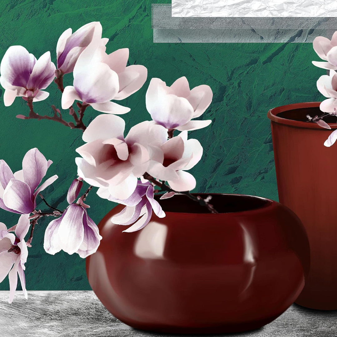 Runa Art Wandbilder Blumen Abstrakt 5 Teilig Bild auf Vlies Leinwand Deko Wohnzimmer Blumenvase Türk