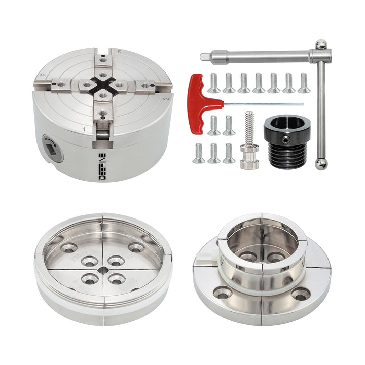 DEEFIINE Backenfutter Drechselfutter 100MM 4-Backen Spannfutter selbstzentrierend Drehfutter Drechse