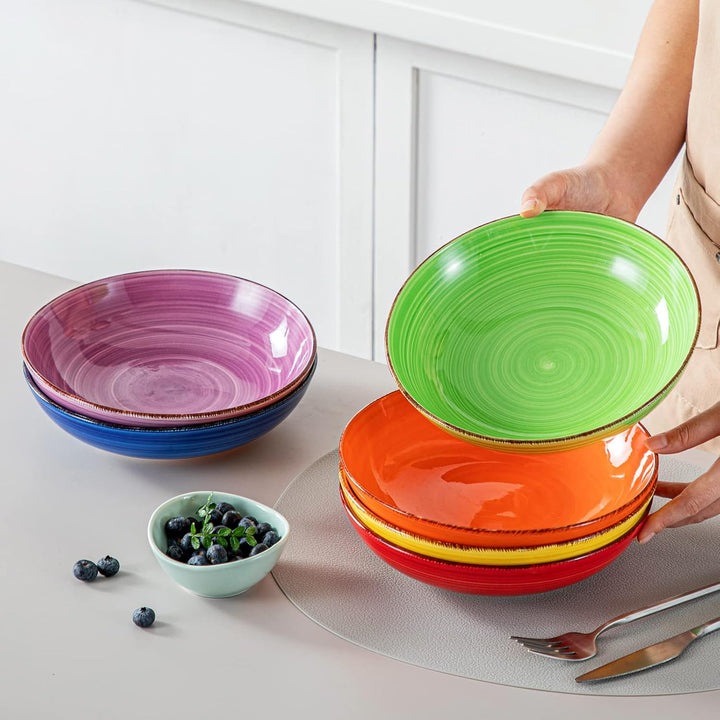 vancasso Suppenschalen Steingut, Bonita Suppenteller 6er Set, Pastateller, Spaghetti Tiefteller, Nud