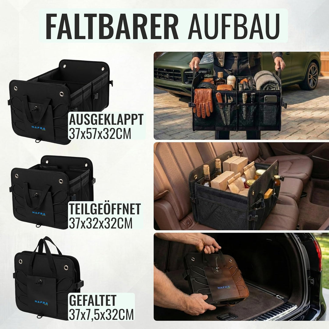 Nafra Home Kofferraumtasche Auto – Aufbewahrungsbox Gross 65L Mit Deckel Und Rutschfester Basis, Fes