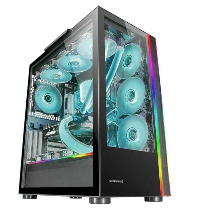 Mars Gaming MC-Ultra Schwarz, Gehäuse Custom XXL E-ATX, Dual ARGB LED-Streifen, Dual Gehärtete Glasf