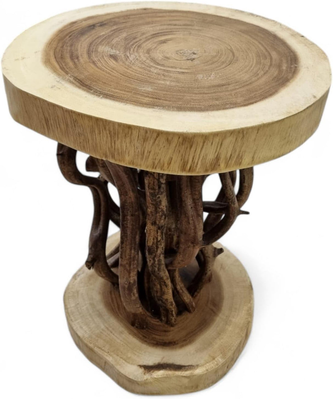 Kinaree Holz Beistelltisch KONA - 45 x 35 cm Holz Tisch aus Suar Holz und Lianen als Blumenständer o