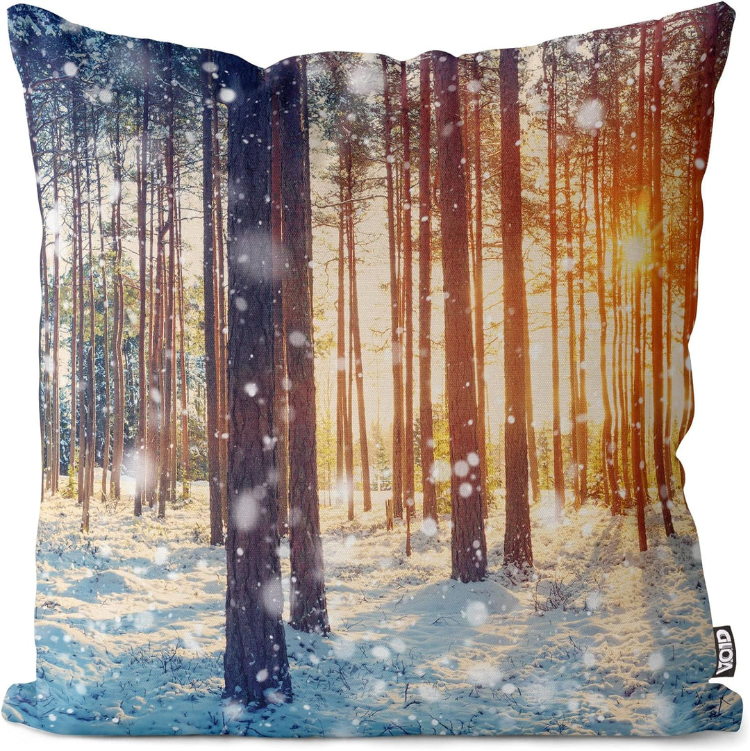 VOID Winterwald Schnee Kissenbezug Kissenhülle Sofakissen Kissen Deko Weihnachten Winter Weihnachtsd