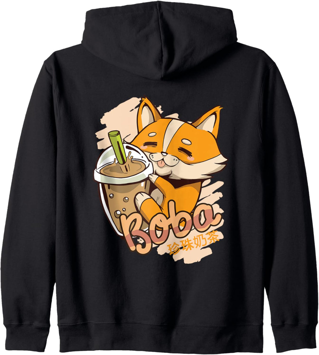 Süsser Corgi Hund mit Boba Bubble Tea Kapuzenjacke