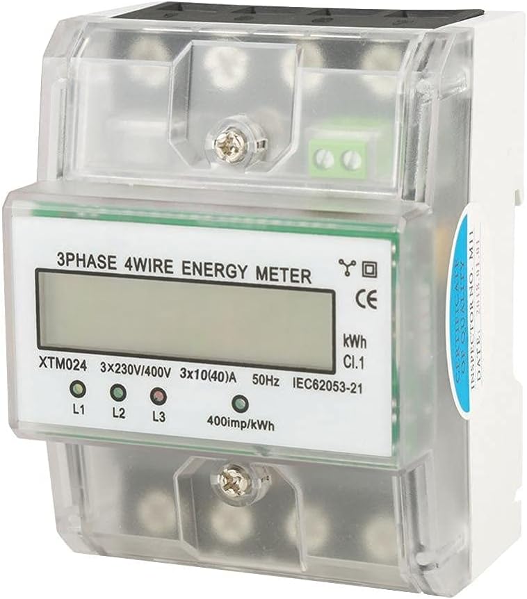 Digitaler 3-Phasen 4-Draht DIN-Schienen Stromzähler Elektronischer KWh-Zähler mit Klarsichtdeckel (1