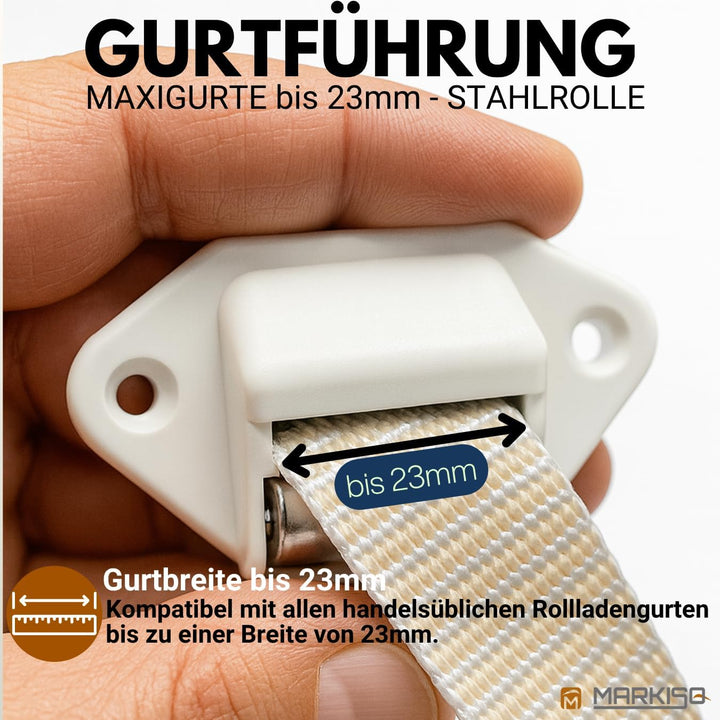 markiso® Rolladen Gurtführung, Gurtleitrolle für Rollladengurt bis 23mm | [Hergestellt in Deutschlan
