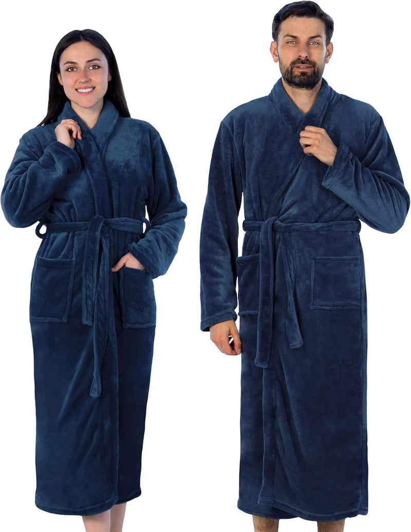 Gräfenstayn® Damen & Herren Kuschelfleece Bademantel ohne Kapuze mit Öko-Tex Standard 100 in Grösse