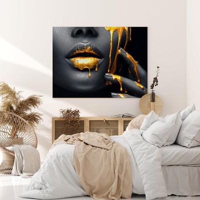 wandmotiv24 Leinwandbild 260 g/m² - Kunstdruck auf Leinwand - Wandkunst - Wandbild mit Frauen Lippen