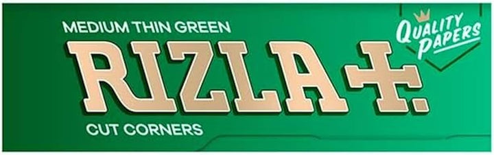 Rizla 50 Heftchen RIZLA Green Medium Thin, kurzes Zigarettenpapier mit Cut Corners 1 grün, 1 grün