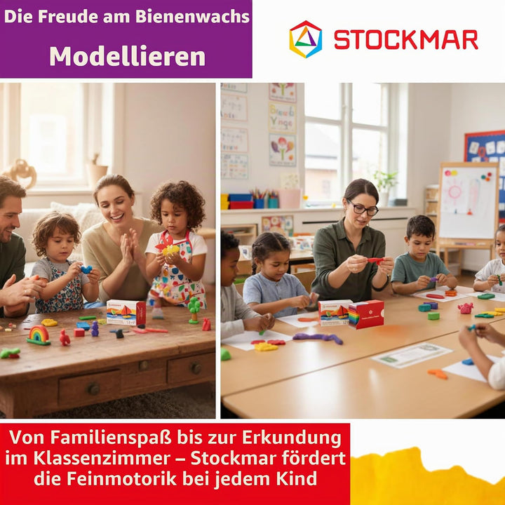 Stockmar 51200 - Knetbienenwachs, 100 x 40 mm, 12 Farben