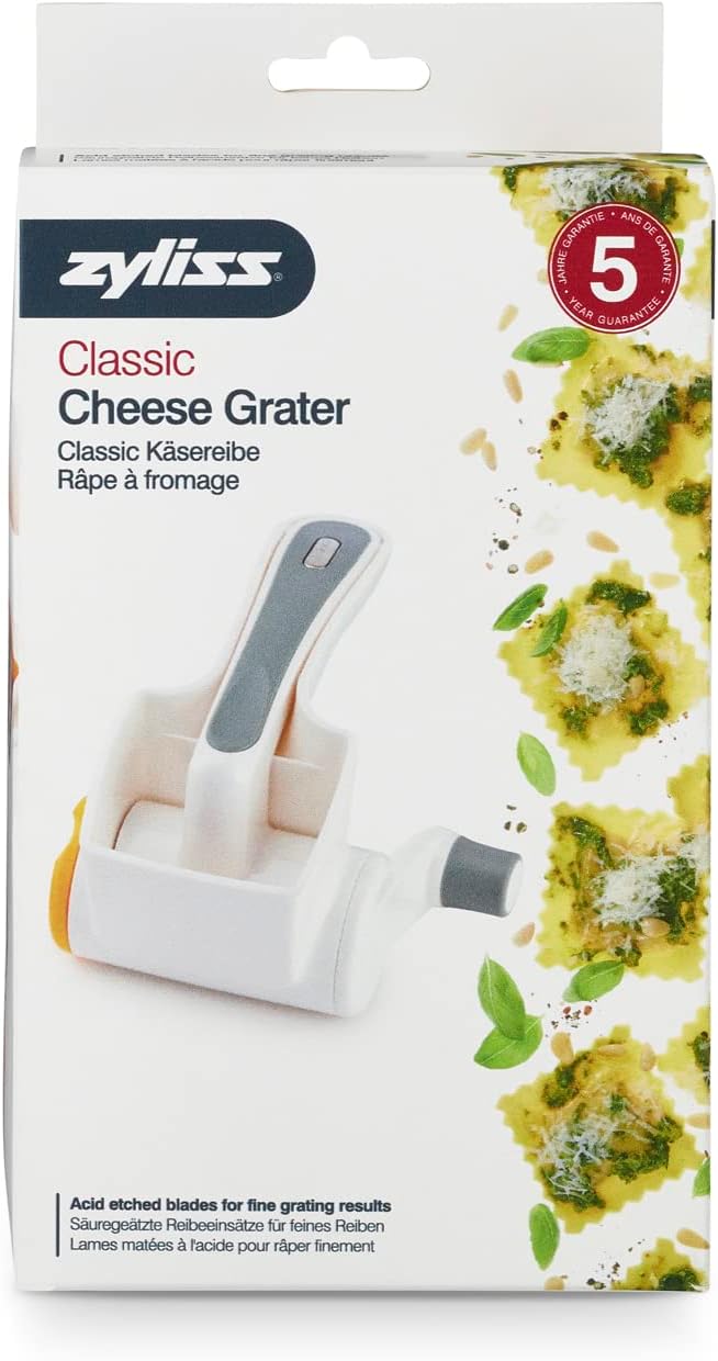 ZYLISS Classic Käsereibe E900010 mit Edelstahl-Feintrommel für müheloses Reiben von Hartkäse, Schoko