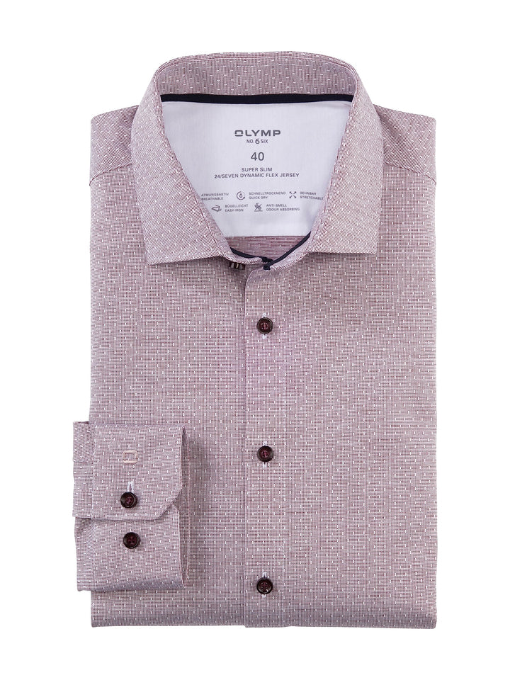 OLYMP Herren Oberhemd Langarm No.Six.24.Seven,Twill,super Slim,Modern Kent 43 Dunkelrot 39, 43 Dunke