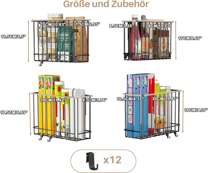 Küchenschranktür-Aufbewahrungsbox, 4 Stück Selbstklebender/magnetischer Organizer für Küchenschränke