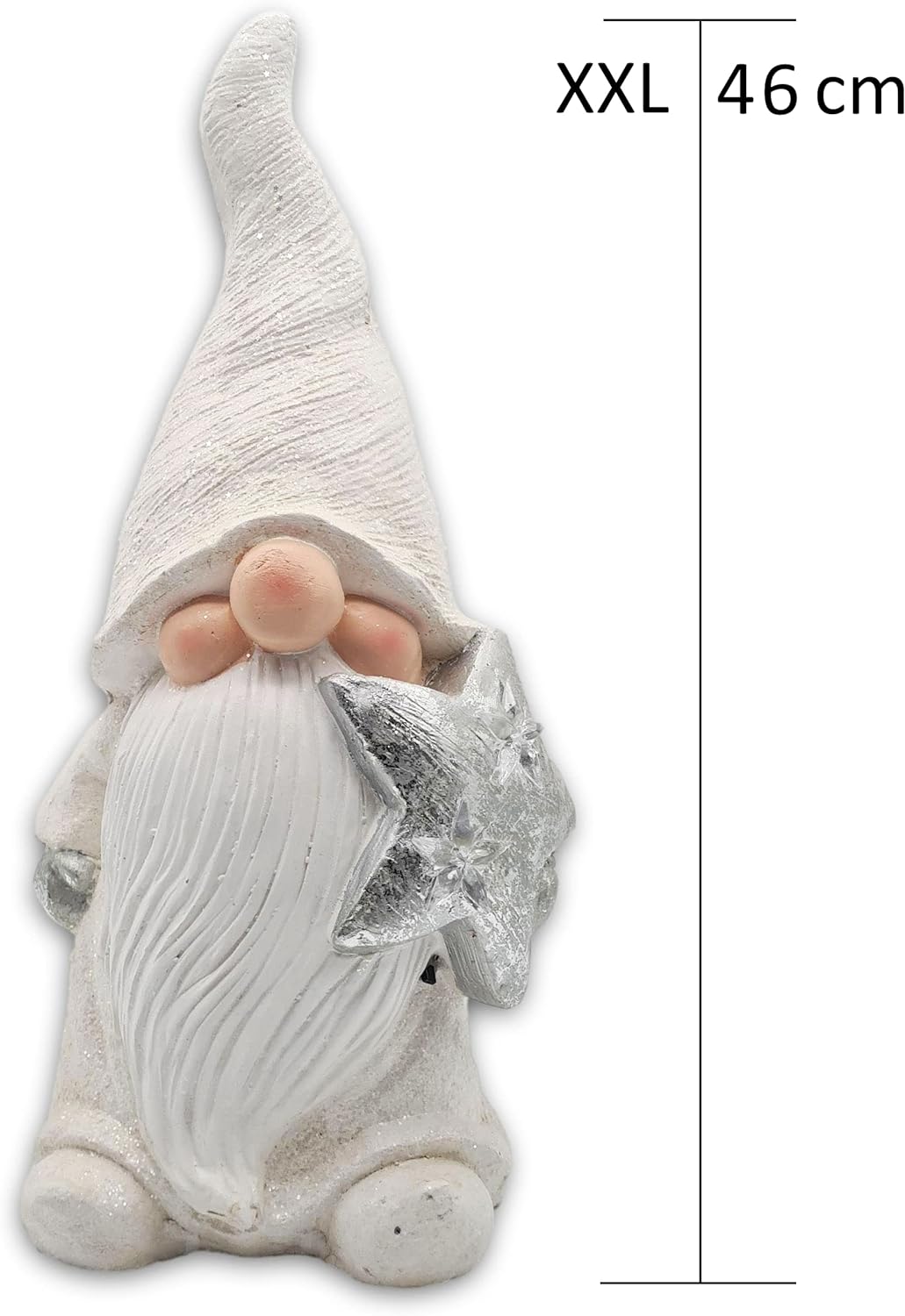 Wichtelstube-Kollektion XL Wichtel Figuren weiss Weihnachten 46.5cm mit LED Stern Weihnachtsdeko aus