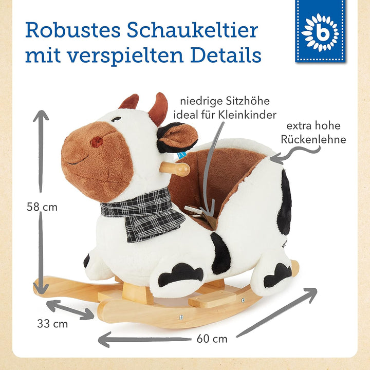 Bieco Plüsch Schaukeltier Kuh 'Bauernhof'| Kinder Schaukelstuhl | Sicherheitsgurt | Baby Schaukel |