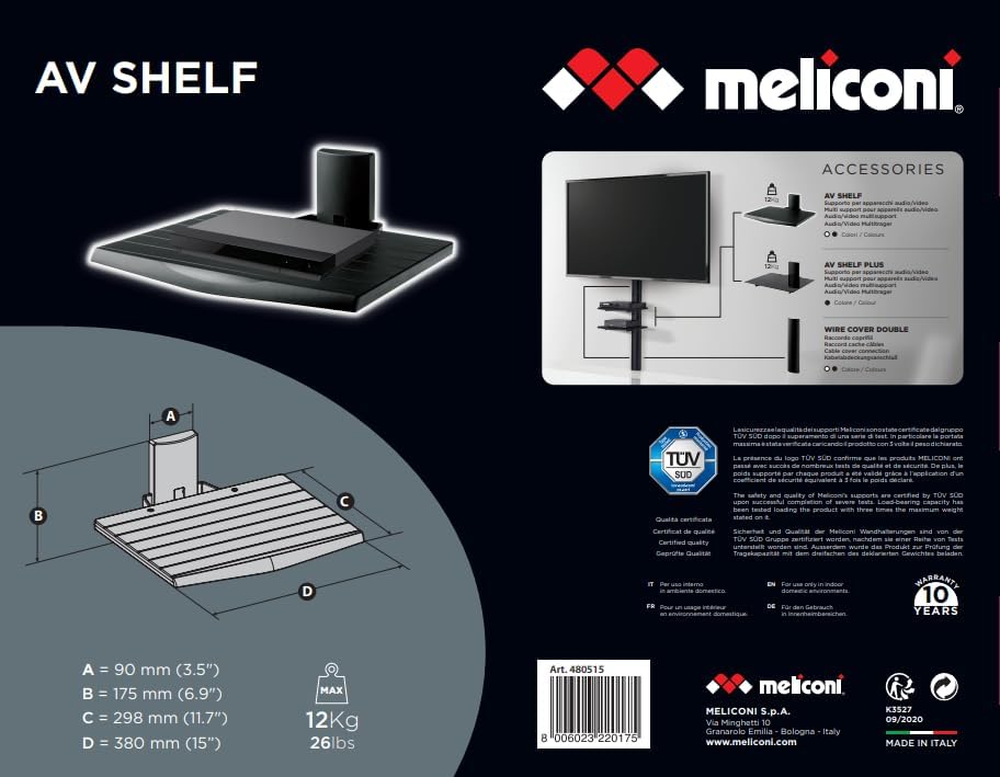 Meliconi TV-Halterung Ripiano Av Shelf Nero